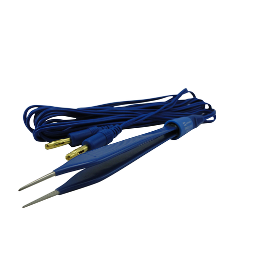 Olsen Bipolar Forceps Kit; Adson; Olsen Standard Twin Pin Cord & Surgiwipe; Insulated; Serrated; Straight; 1.0 mm Tips; 5 in; 127 mm; Single Use; (10/bx), 20-1080KI