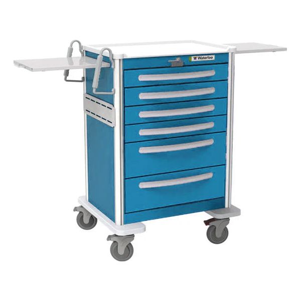 Waterloo 6 Drawer Tall Aluminum Emergency Cart, All Blue, Lever Lock, UTBLA-333369-ELB