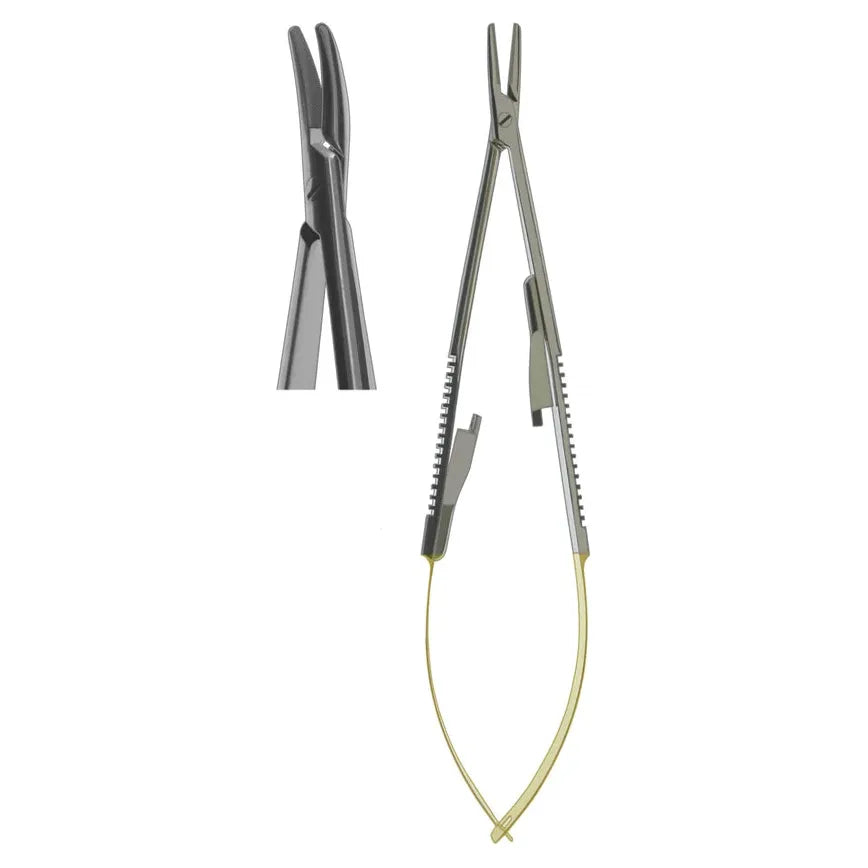 Needle Holder, Castroviejo Flat Body Curved TC 14cm (Z-4062)