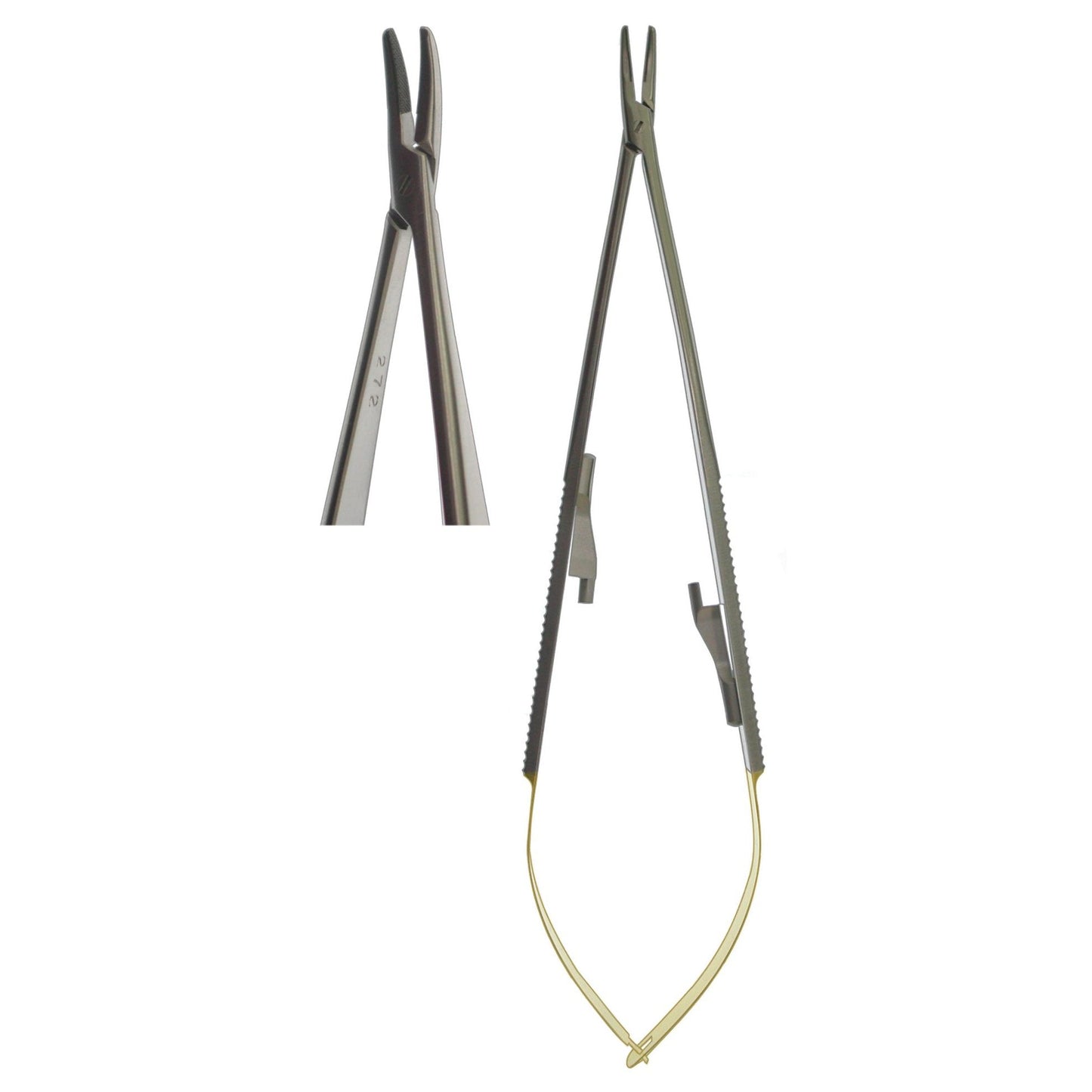 Needle Holder, Castroviejo Flat Body Curved Heavy Jaw TC 18cm (Z-6266)