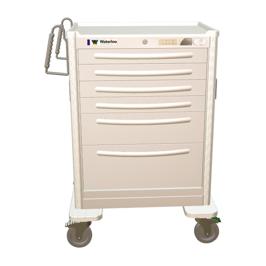 Waterloo Aluminum 6 Drawer Tall Treatment Cart, All Light Gray, Proximity Lock, UTGPA-333369-LTG