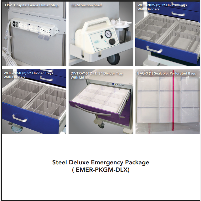 Waterloo Deluxe Emergency Accessory Package for STEEL Full-Size Unicarts Only, EMER-PKGM-DLX