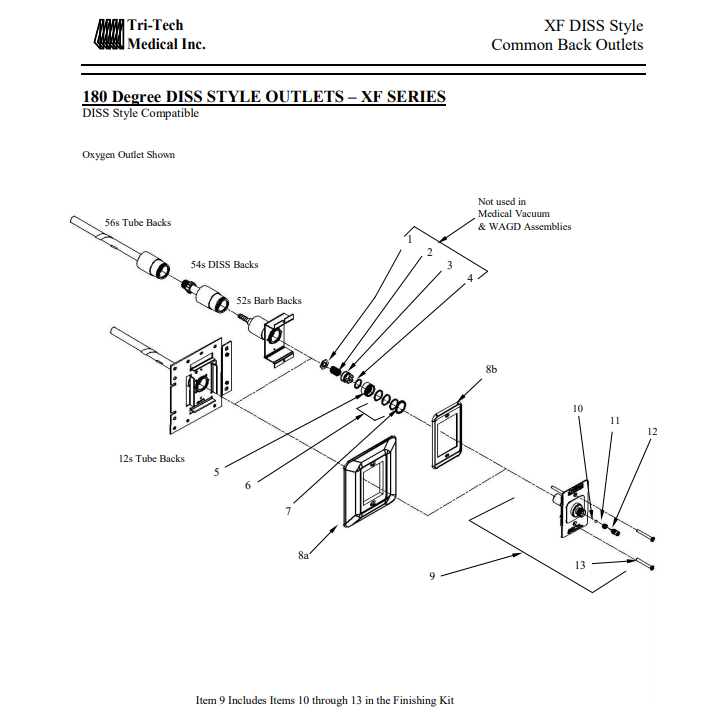 Tri-Tech Secondary Valve Kit for all Gases (Except Medical Vacuum & WAGD), XC1000KR
