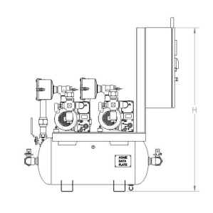 EMSE Duplex 3HP Lubricated Rotary Vane 3Ph Medical Vacuum System, 1DLV3HT30-DV