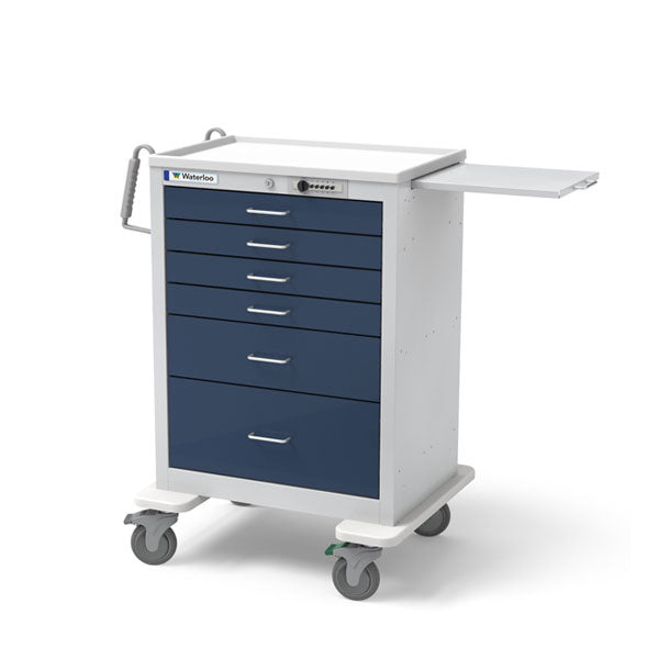 Waterloo Steel 6 Drawer Tall Anesthesia Cart, Dark Blue, Simplex Lock, UTGSU-333369-DKB