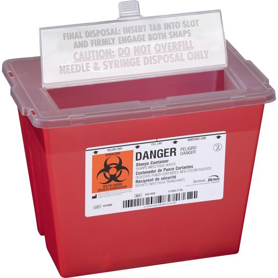 Bemis 2 Gallon Sharps Container, Translucent Red, 102 030