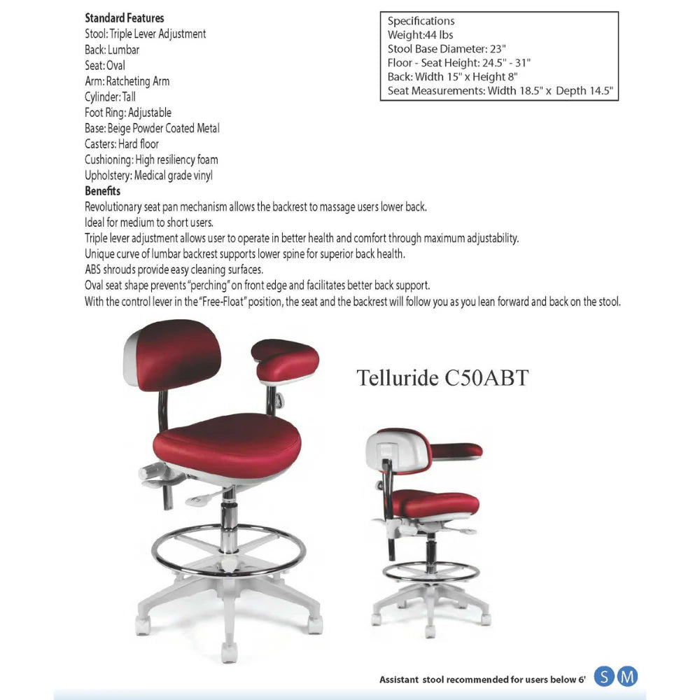 Crown Seating Telluride C50ABT Assistant Stool, C50ABT