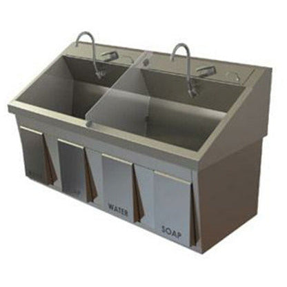 Dual Bay Surgical Scrub Sink with Knee Operated Water & Soap, SS64