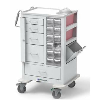 Waterloo 5 Drawer Tall Phlebotomy Cart, White, Key Gate Lock Bar, MTWA-34696-WHT