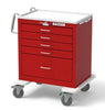 Waterloo 5 Drawer Steel Emergency Cart, Light Gray w/ Red Drawers, Lever Lock, UTGLU-33669-RED