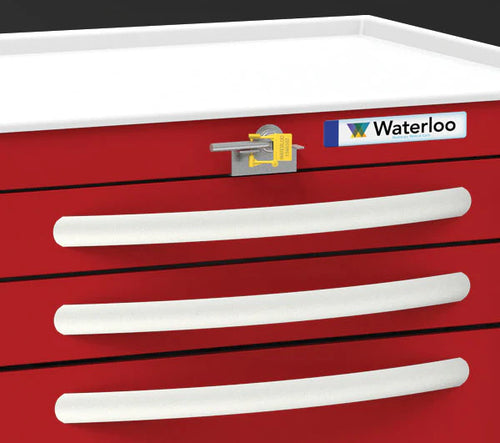 Waterloo 5 Drawer Aluminum Emergency Cart, all red, lever lock, UTRLA-33669-RED