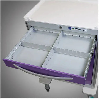 Waterloo 5 Drawer Aluminum Emergency Cart, Light Gray Exterior / Red Drawers, Lever Lock, UTGLA-33669-RED