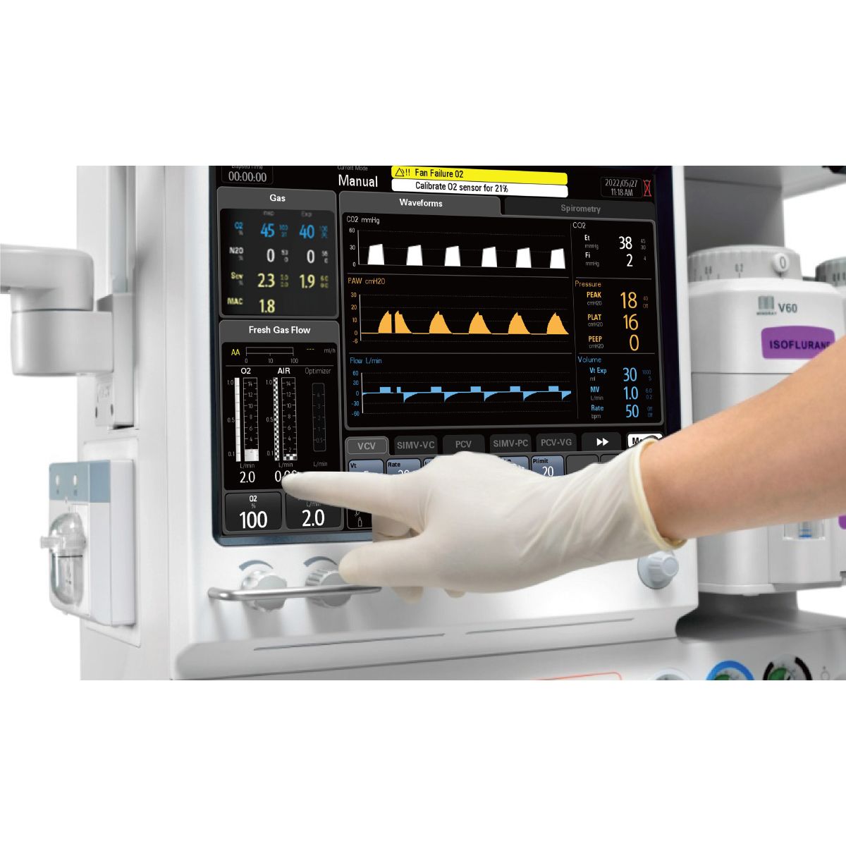 Mindray WATO EX65 Pro Vet Standard Anesthesia Machine – O₂, Air & N₂O + Lung Recruitment