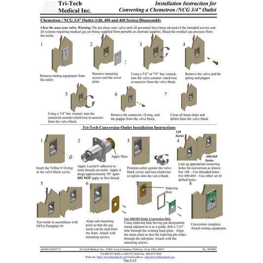 Tri-Tech Conversion Outlet From Chemetron / NCG 3/4 to DISS, Medical Air, F3916