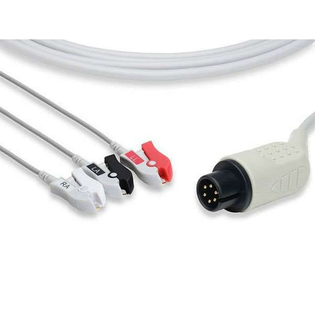 AAMI Compatibile Direct Connect 3 Lead ECG Cable, Clip Style, Fits Mortara and Criticare 1073/P, C2340P0