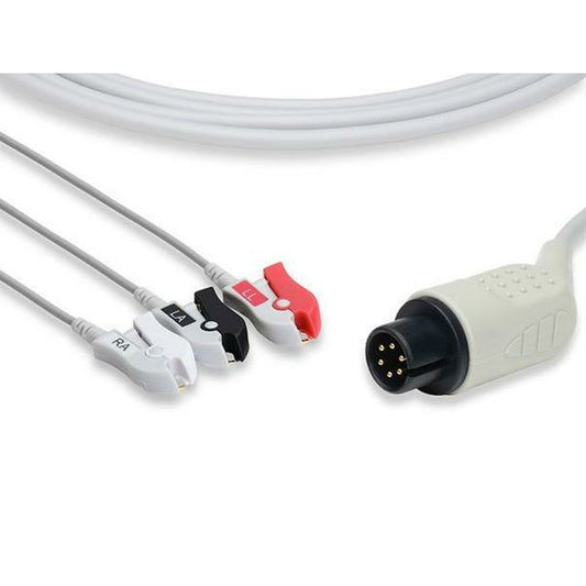 AAMI Compatibile Direct Connect 3 Lead ECG Cable, Clip Style, Fits Mortara and Criticare 1073/P, C2340P0