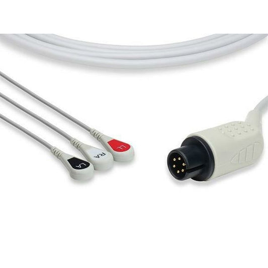 AAMI Compatibile Direct Connect 3 Lead ECG Cable, Snap Style, Fits Mortara and Criticare 1073/S, C2340S0