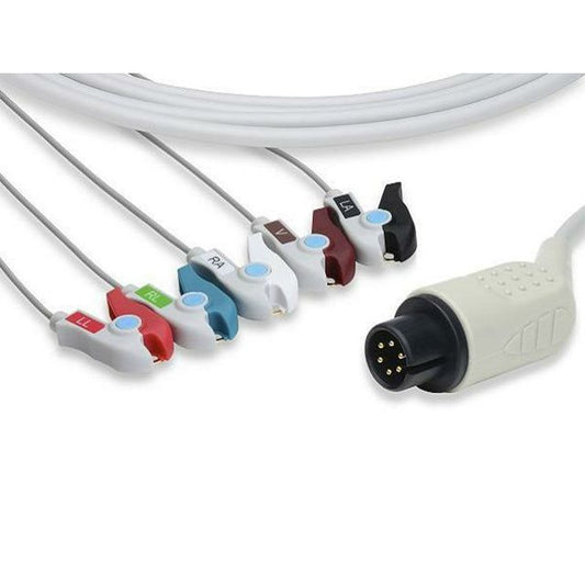 AAMI Compatibile Direct Connect 5 Lead ECG Cable, Clip Style, Fits Mortara and Criticare, C2540P0