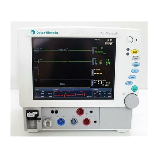 Refurbished GE Datex Ohmeda Cardiocap 5 Monitor: ECG, SPO2, NIBP, IBP, Spirometry, 5 Agent Gas, Printer, Color Screen, EEV-INTECAP