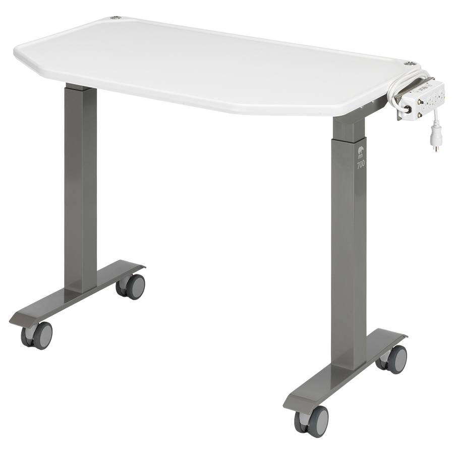 MTI 700 Adjustable Height Mobile Instrument Table — Ultra White Kydex®