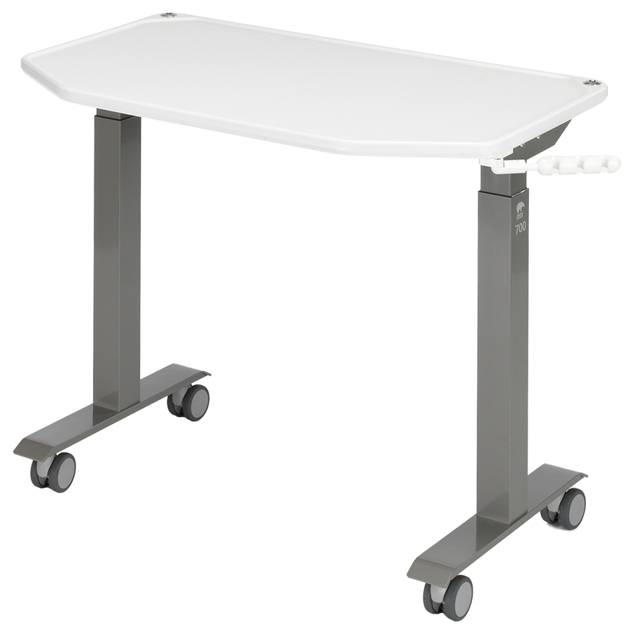 MTI 700 Adjustable Height Mobile Instrument Table — Ultra White Kydex®