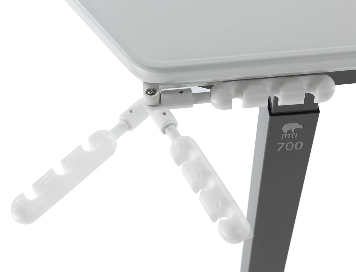 MTI 700 Adjustable Height Mobile Instrument Table — Ultra White Kydex®