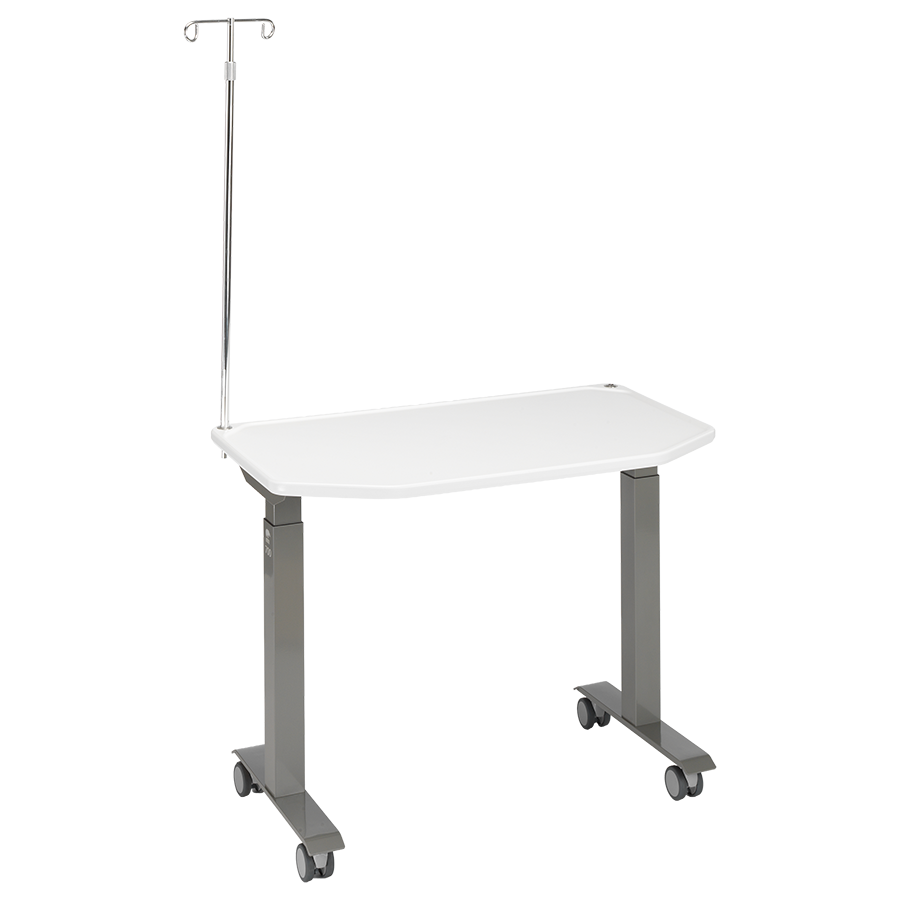 MTI 700 Adjustable Height Mobile Instrument Table — Ultra White Kydex®