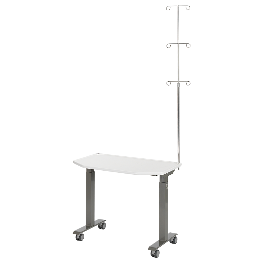 MTI 700 Adjustable Height Mobile Instrument Table — Ultra White Kydex®