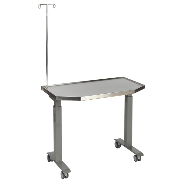 MTI 701 Adjustable Height Mobile Instrument Table — Stainless Steel
