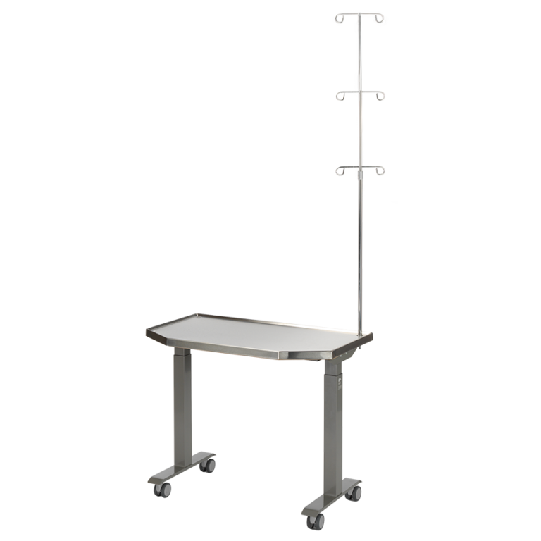 MTI 701 Adjustable Height Mobile Instrument Table — Stainless Steel