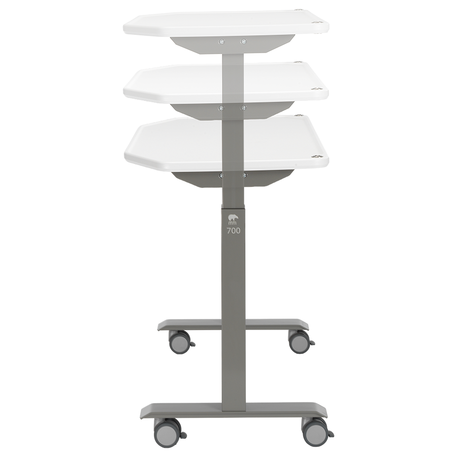 MTI 700 Adjustable Height Mobile Instrument Table — Ultra White Kydex®