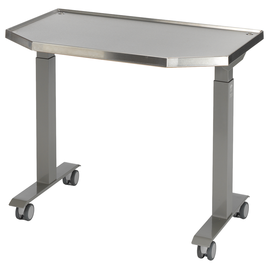MTI 701 Adjustable Height Mobile Instrument Table — Stainless Steel