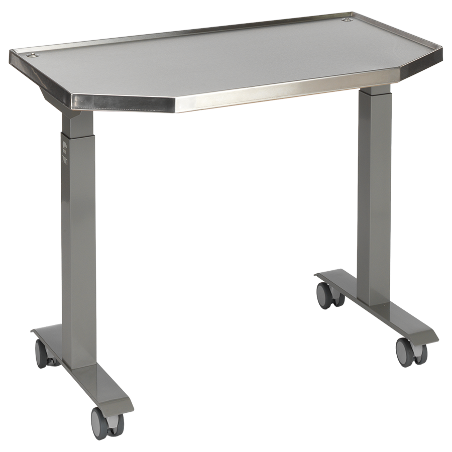 MTI 701 Adjustable Height Mobile Instrument Table — Stainless Steel