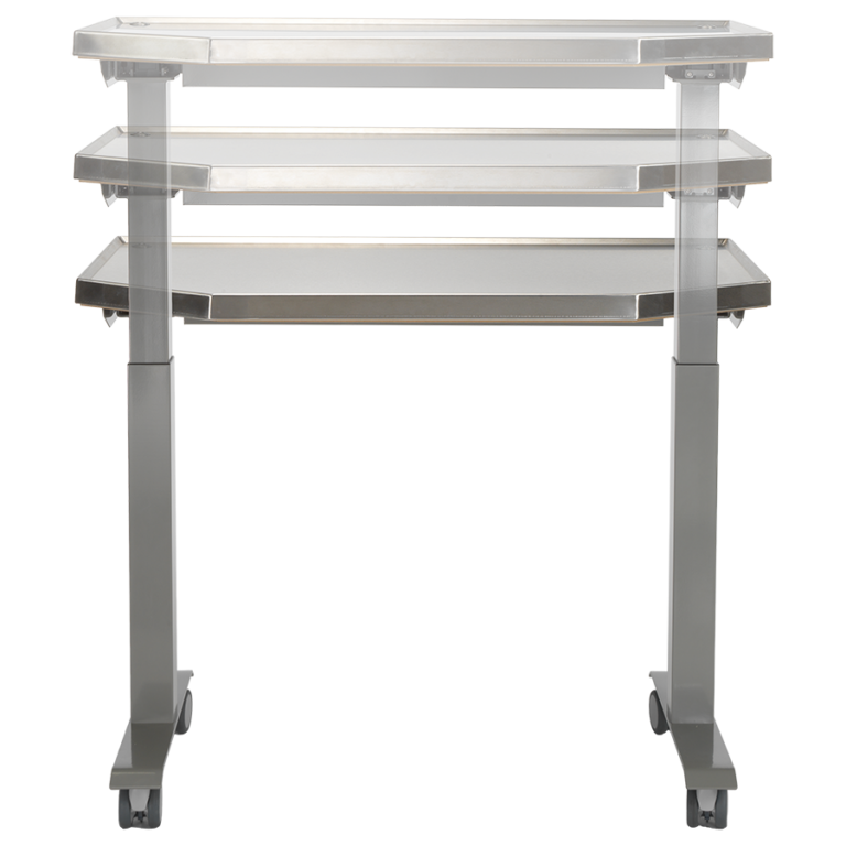 MTI 701 Adjustable Height Mobile Instrument Table — Stainless Steel