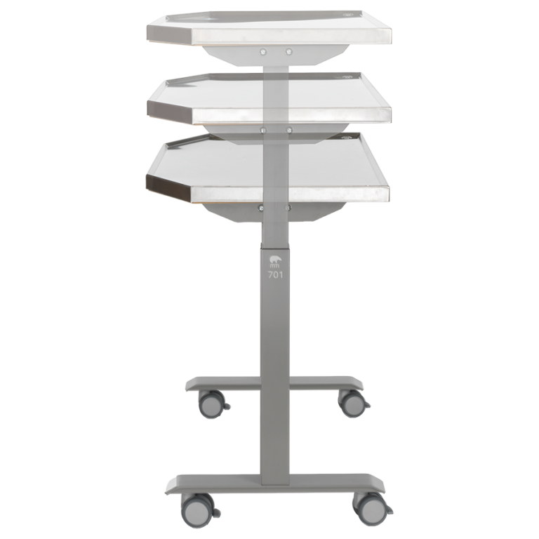 MTI 701 Adjustable Height Mobile Instrument Table — Stainless Steel