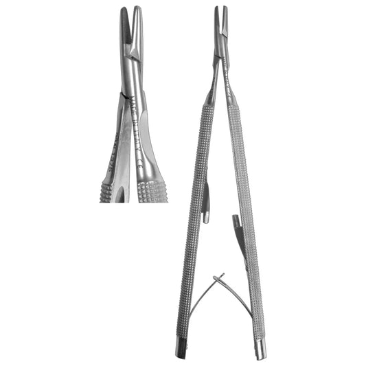 Needle Holder, Castroviejo Round Body Straight Internal Spring TC 14cm (Z-5257)