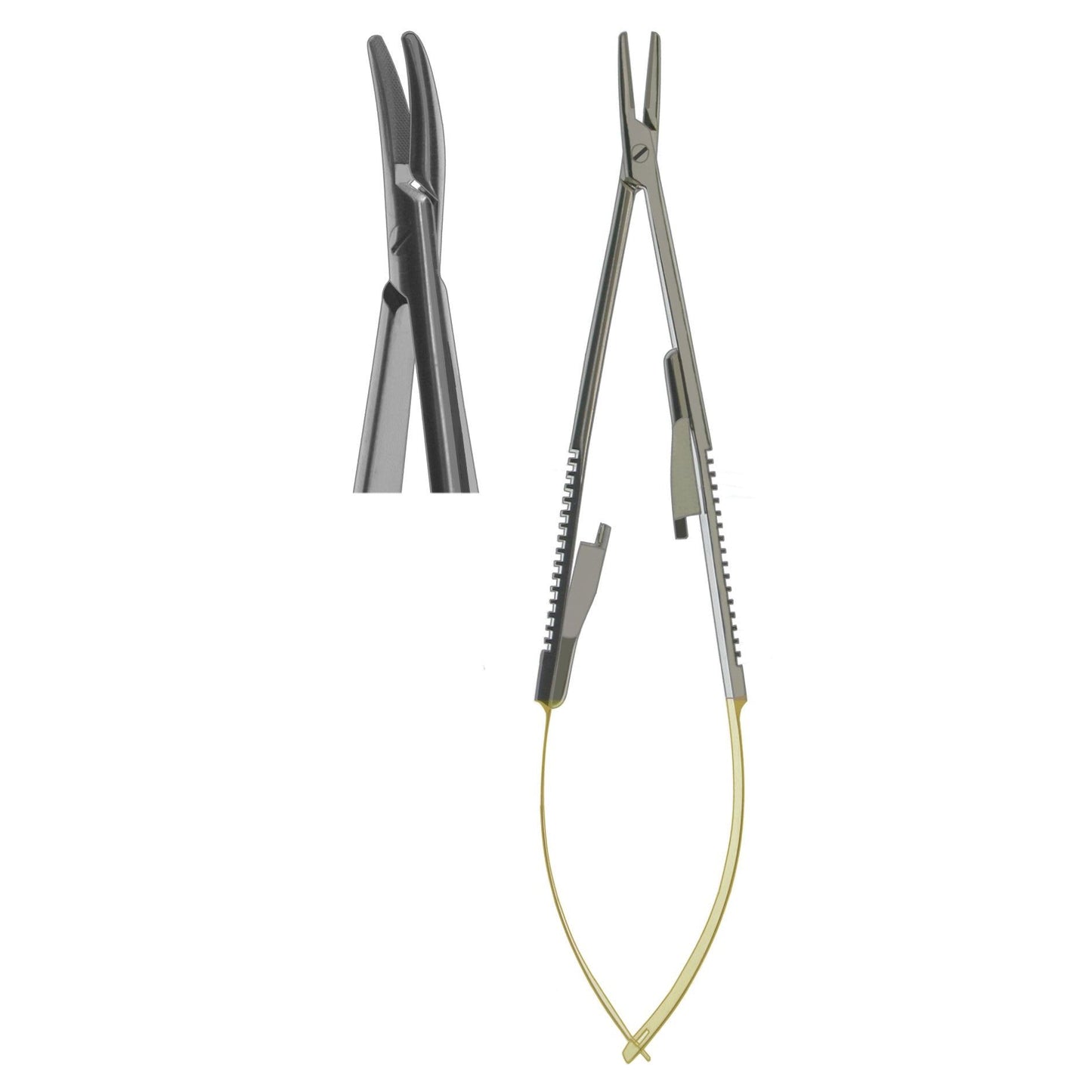 Needle Holder, Castroviejo Flat Body Curved TC 14cm  (Z-4062)