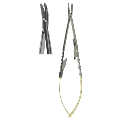 Needle Holder, Castroviejo Flat Body Curved TC 14cm (Z-4062)