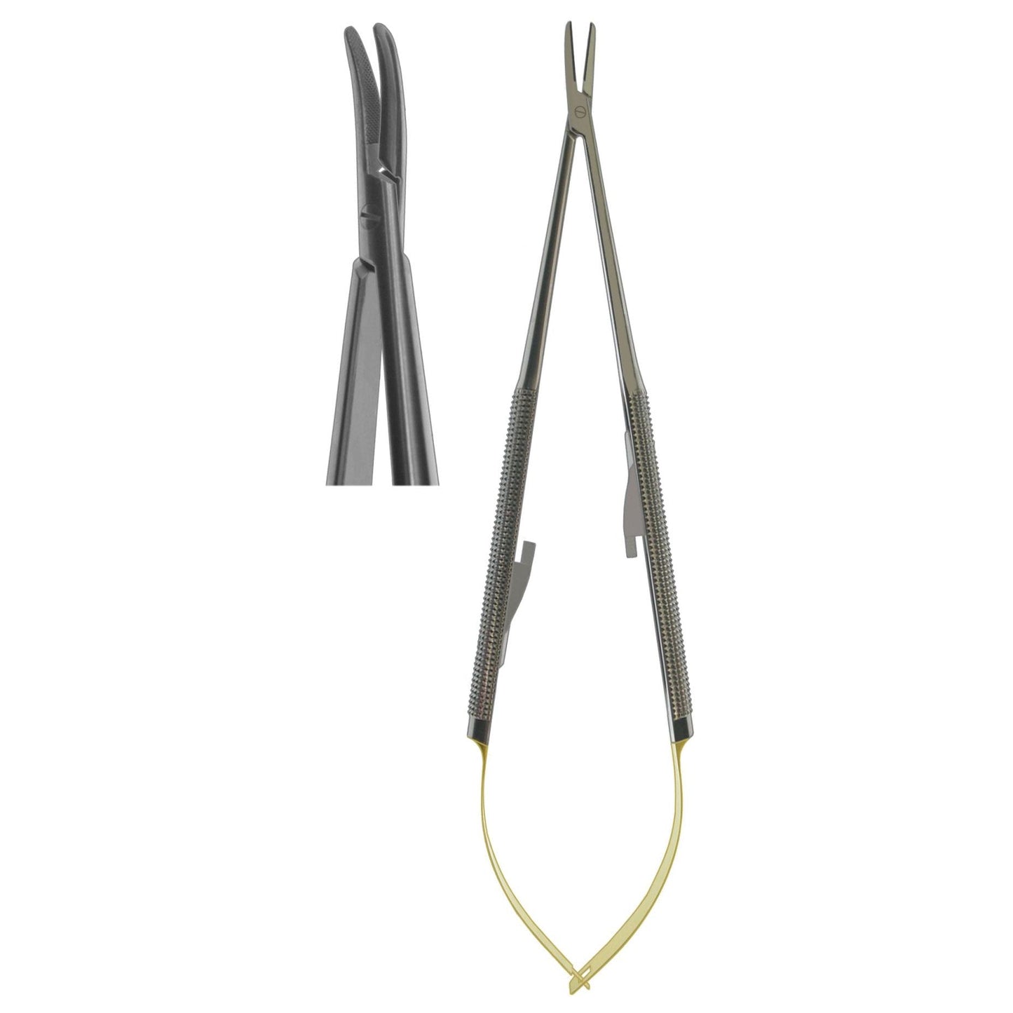 Needle Holder, Castroviejo Round Body Curved TC 18cm  (Z-5631)