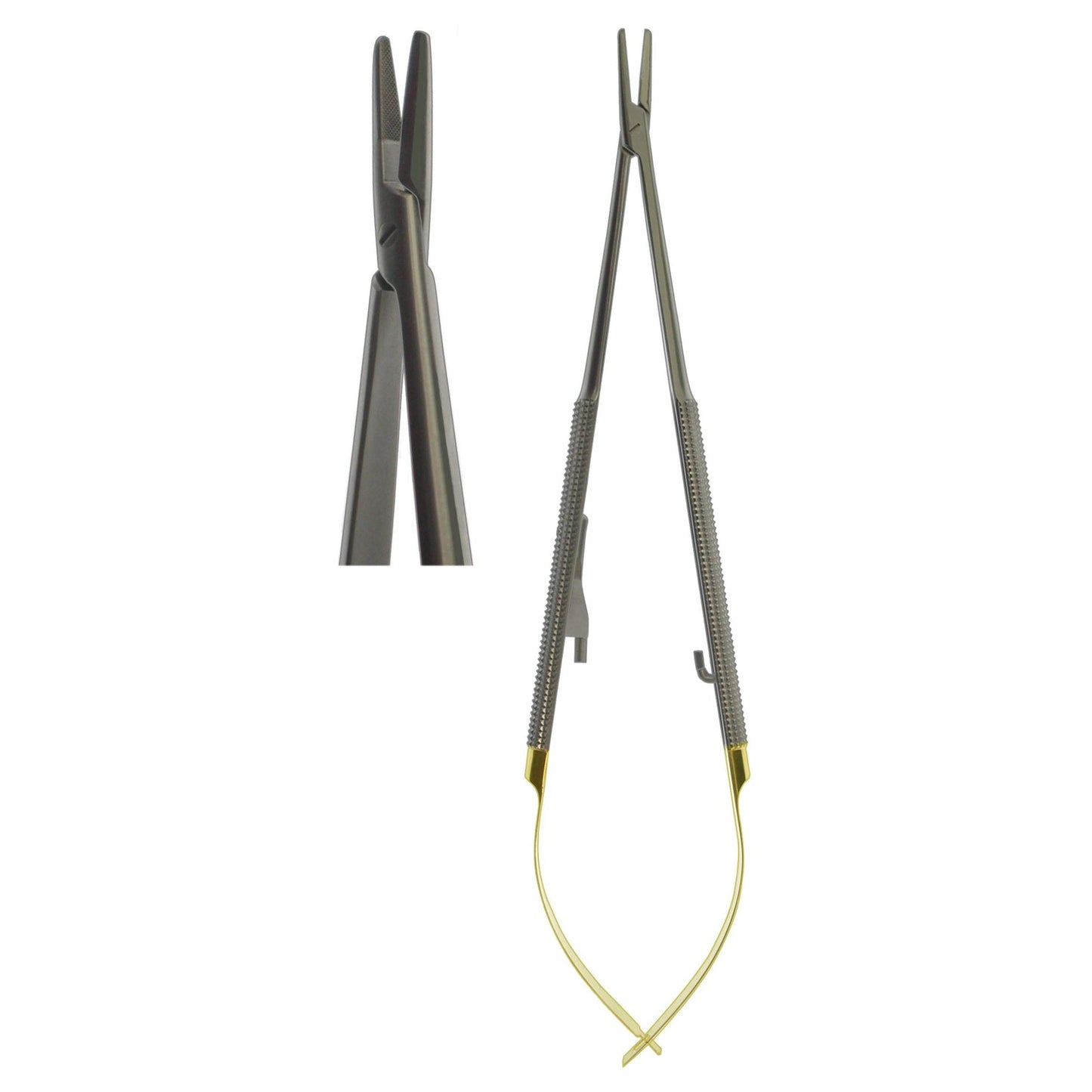 Needle Holder, Castroviejo Round Body Straight Heavy Jaw TC 18cm  (Z-6093)