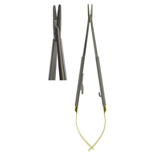 Needle Holder, Castroviejo Round Body Straight Heavy Jaw TC 18cm  (Z-6093)