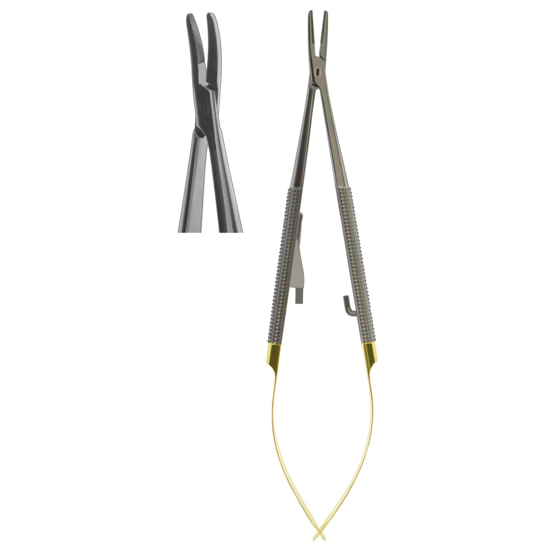 Needle Holder, Castroviejo Round Body Curved Heavy Jaw TC 14cm  (Z-6342)