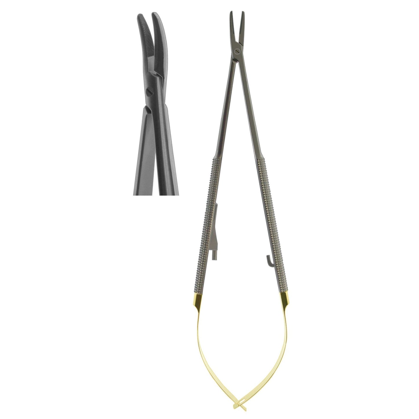 Needle Holder, Castroviejo Round Body Curved TC 18cm  (Z-6532)