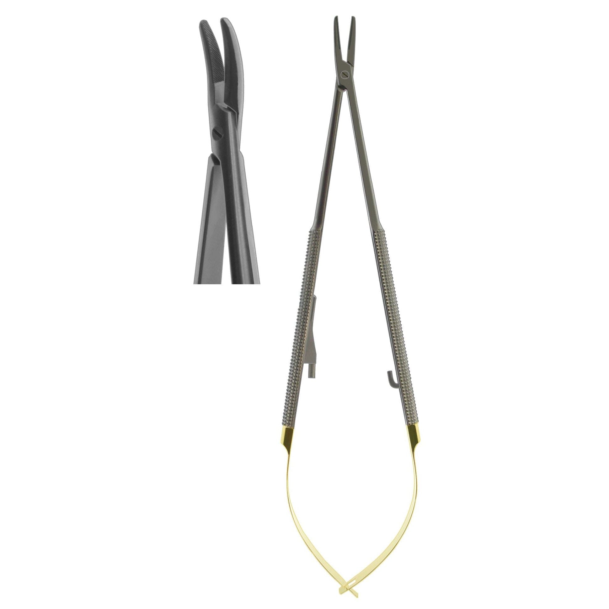 Needle Holder, Castroviejo Round Body Curved TC 18cm  (Z-6532)
