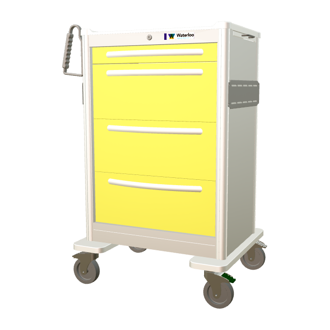 Waterloo Aluminum Isolation Cart Drawer, Light Gray Exterior w/ Yellow Drawers, Key Lock, UXGKA-3999-YEL