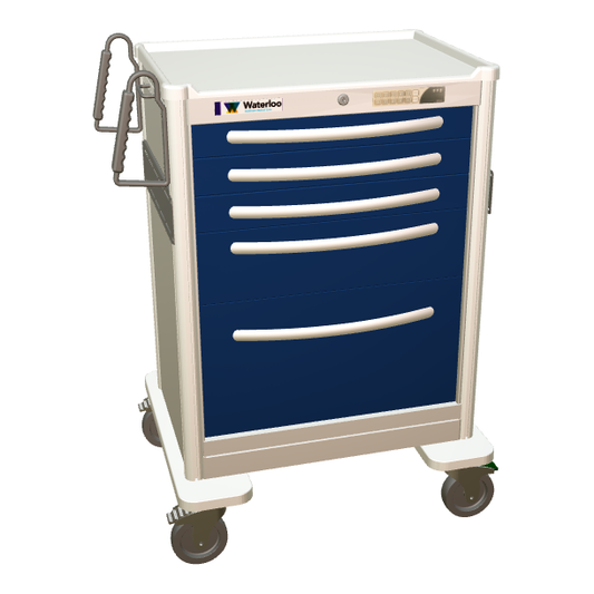 Waterloo Aluminum 6 Drawer Tall Anesthesia Cart, Dark Blue, Electronic Lock, UTGEA-333369-DKB