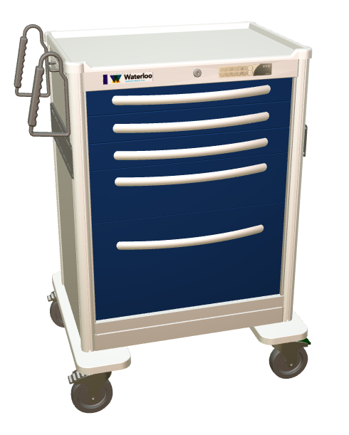 Waterloo Aluminum 6 Drawer Tall Anesthesia Cart, Dark Blue, Electronic Lock, UTGEA-333369-DKB