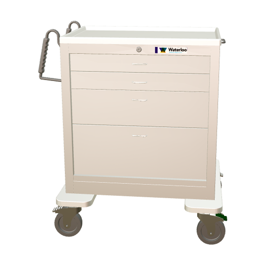 Waterloo Steel 4 Drawer Short Treatment Cart, All Gray, Key Lock, USGKU-3369-LTG