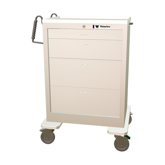 Waterloo Steel 4 Drawer Tall Treatment Cart, All Light Gray, Key Lock, UTGKU-3699-LTG