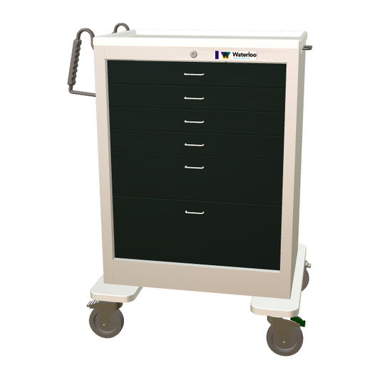 Waterloo Steel 6 Drawer Tall Treatment Cart, Light Gray Exterior w/ Charcoal Drawers, Key Lock, UTGKU-333369-GRA